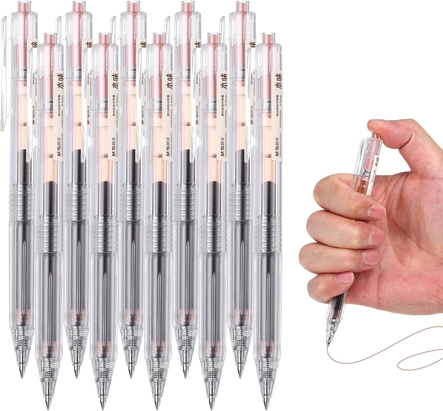 PATIKIL 0.5mm Gel Pens, 10 Pack Retractable Pens Light Orange Gel Ink Medium Point Rollerball Pen Smooth Writing Quick Dry for Writing Journaling Note Taking Office Supplies AGPH5603F6