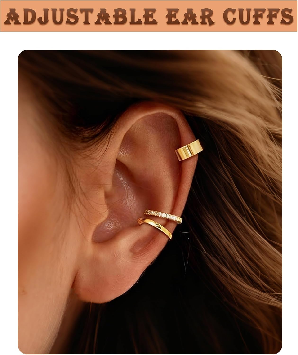 16 Pcs Ear Cuff Earrings for Women Non Piercing Gold Silver Plated Ear Cuffs Non Pierced Snake Leaf CZ Star Feather Waterdrop Chain Ears Cuff Wrap Earring Clip on Cartilage Helix Fake Earrings Lightweight Adjustable
