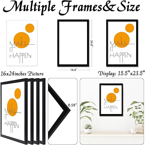 Vista 172 de Juego de 4 portarretratos de 18 x 24 pulgadas, marco negro de 18 x 24 pulgadas, marcos de fotos de lienzo para pared, de 18 x 24 pulgadas