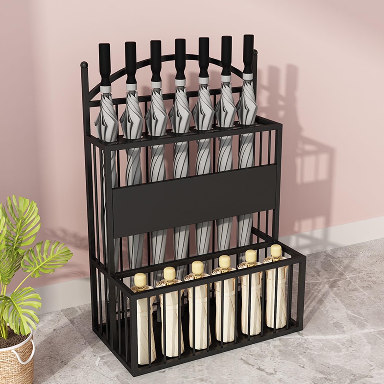 BHFPFZA Durable Metal Umbrella Stand - Commercial Storage Solution for High Traffic Areas, Perfect for Hotel Entrance and Lobby nization