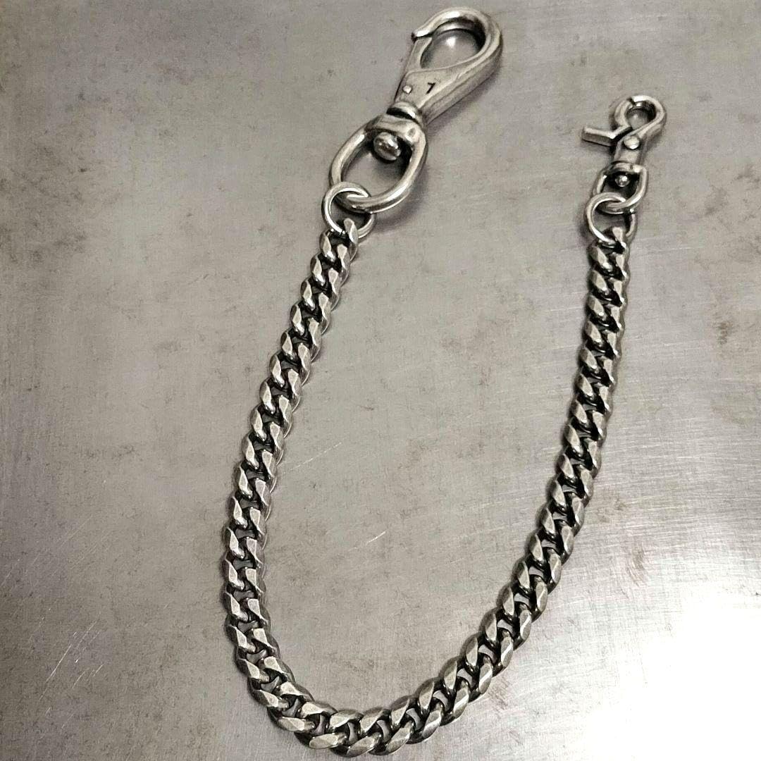 真鍮 銀メッキ 燻し 喜平 13mm ウォレットチェーン ヴィンテージ