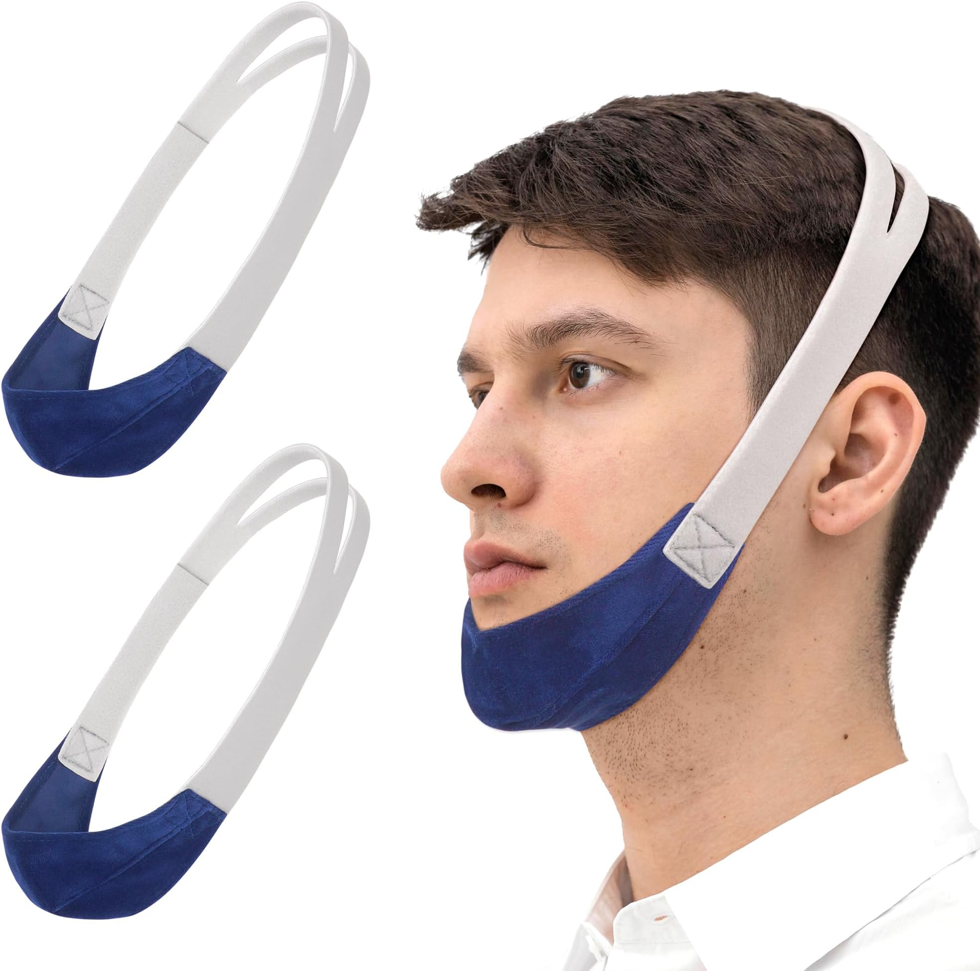 IDEAR 2PCs Chin Straps for Users, Anti Snoring Chin Strap to Reduce Air Loss, Breathable and Comfortable for Men & Women
