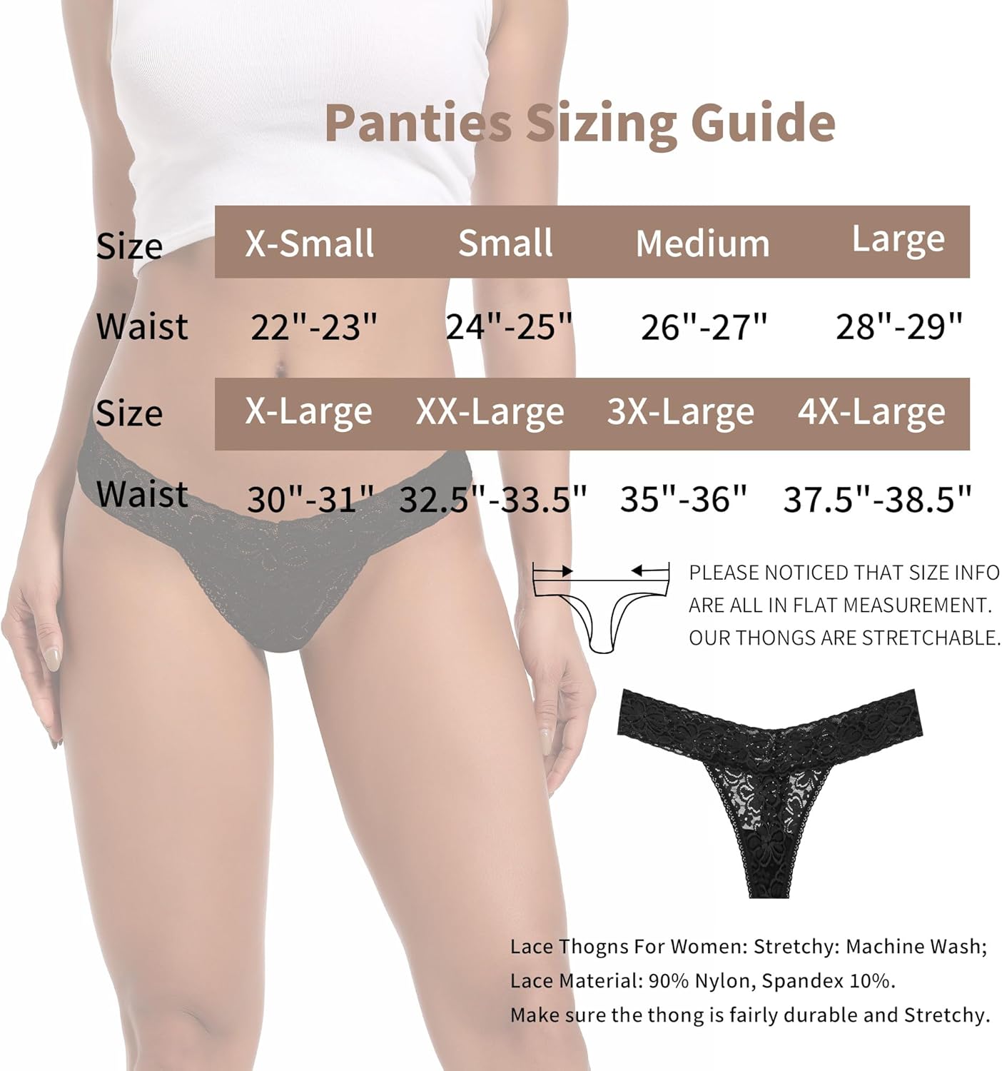 Pack 6 Seamless Lace Thongs for Women Plus Size Breathable Panties Low Rise T-back Stretch Cotton No Show Underwear - Image 2