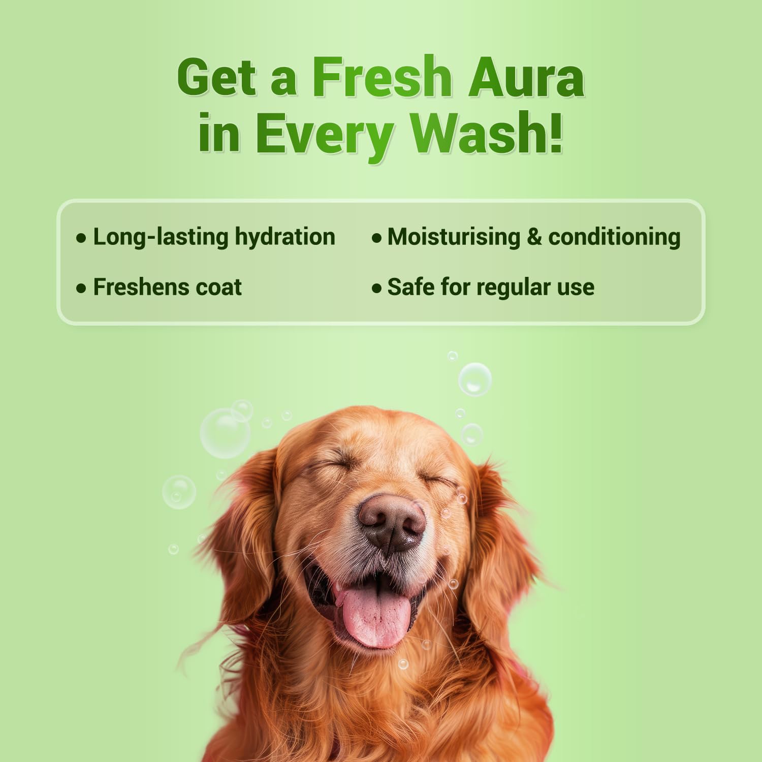Natural Remedies Aura Glow Moisturizing Shampoo for Dogs, Cats & Pups of All Breeds, Softness and Bounce, Aloe Vera & Peppermint Infused, Long-Lasting Hydration, Moisturizing & Conditioning - 90 ml 1