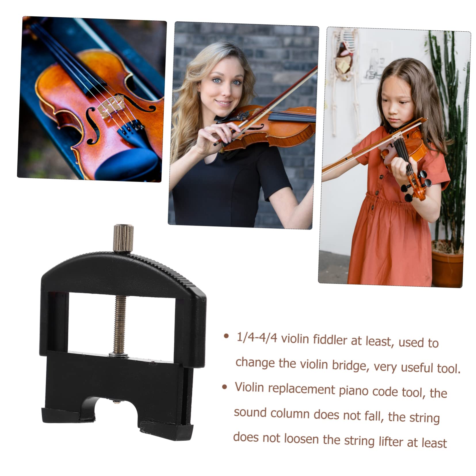 Sollevatore Corde Violino 1/4-4/4, Strumento Cambio Ponte | 1 Pezzo, Plastica Placcatura in Ferro, Segno Posizione Preciso, Finitura Nera