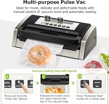 Bonsenkitchen Vacuum Sealer Machine VS4100+100 Pint Bags 6 x 10 VB3204