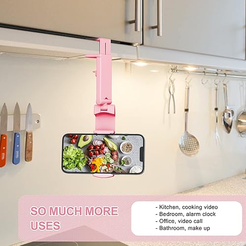 Miniatura 4 de Perilogics Soporte universal para teléfono de avión, visión manos libres en vuelo, con rotación dual multidireccional de 360 grados (negrorosa)