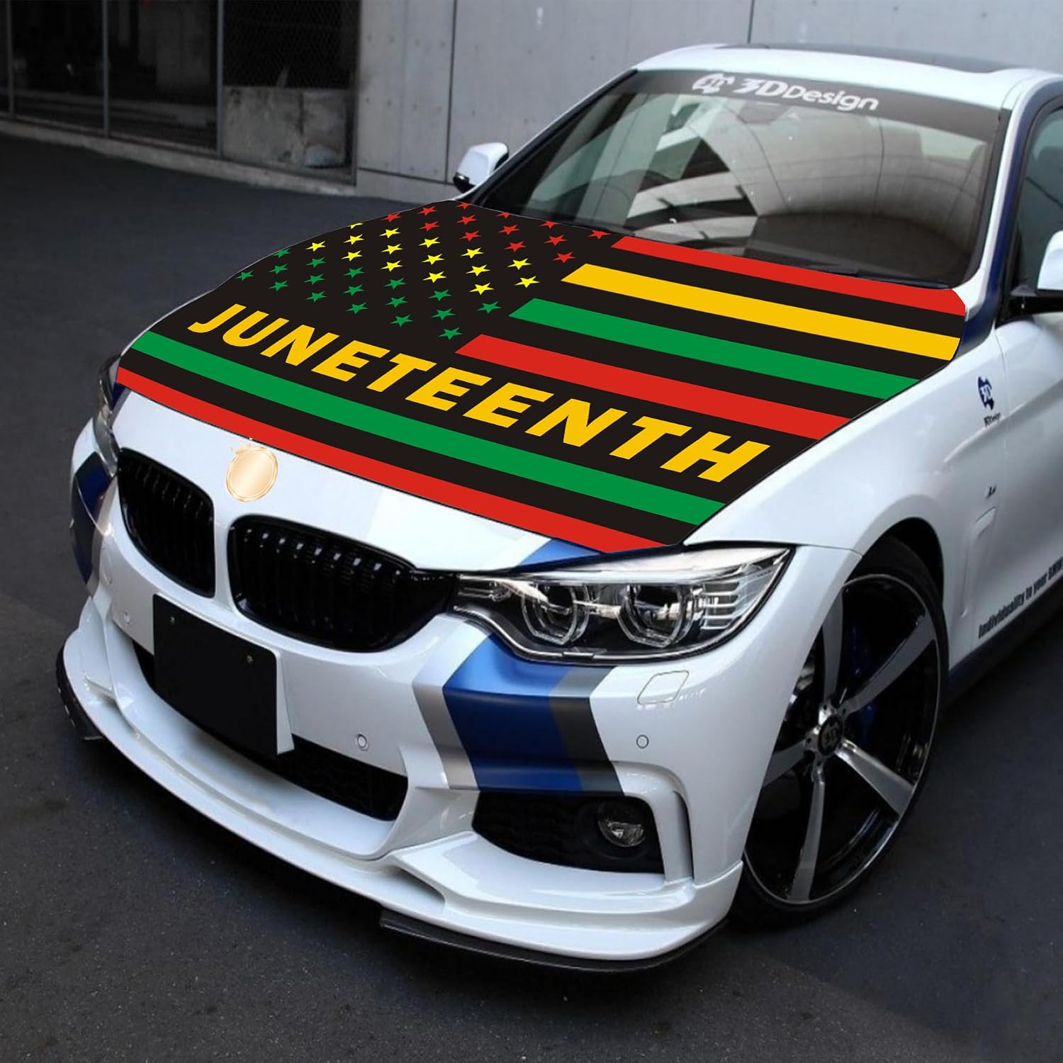 Juneteenth Flag for Car Hood Cover 4X5Ft Car Flag for Celebrations Vehicles Decorate Accessories Fits Coupe Saloon SUV Pickup