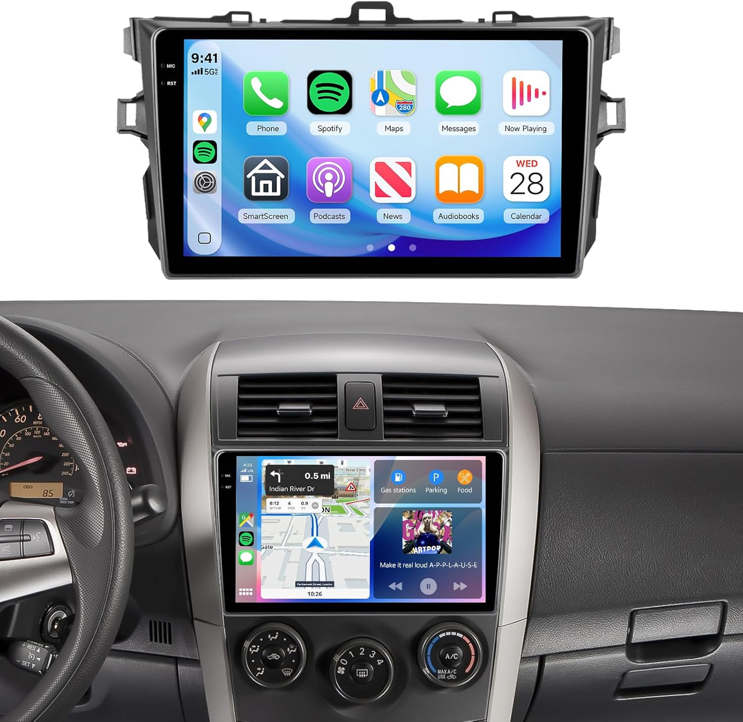 5Ghz WiFi Car Radio Stereo for Toyota Corolla 2009-2013 2+64G, 9" Touch Screen/Android 15/Wireless CarPlay/Android Auto/DSP EQ/GPS/Bluetooth/FM/RDS/SWC/HD Backup Camera