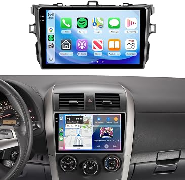 4G+128G Car Radio Stereo for Toyota Corolla 2009-2013, 9inch HD in-Cell Touch Screen/Android 15/Wireless CarPlay/Android Auto/GPS/WiFi/5.0Bluetooth/FM/RDS/SWC/AHD Backup Camera
