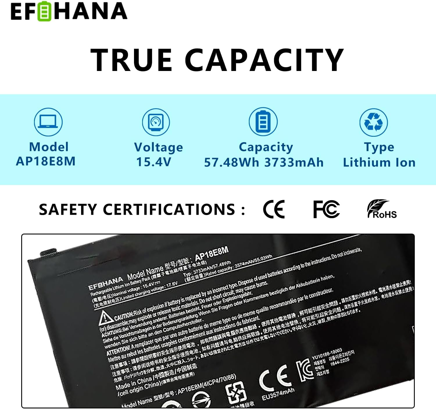 AP18E8M AP18E7M Battery for Acer Nitro 5 AN515-55 AN515-52 AN515-44 AN515-43 AN515-45 AN515-44-R99Q AN517-52 AN517-55 Nitro 7 AN715-51 Aspire 7 A715-74G-7511 Predator Helios 300 PH315-52 PH315-53
