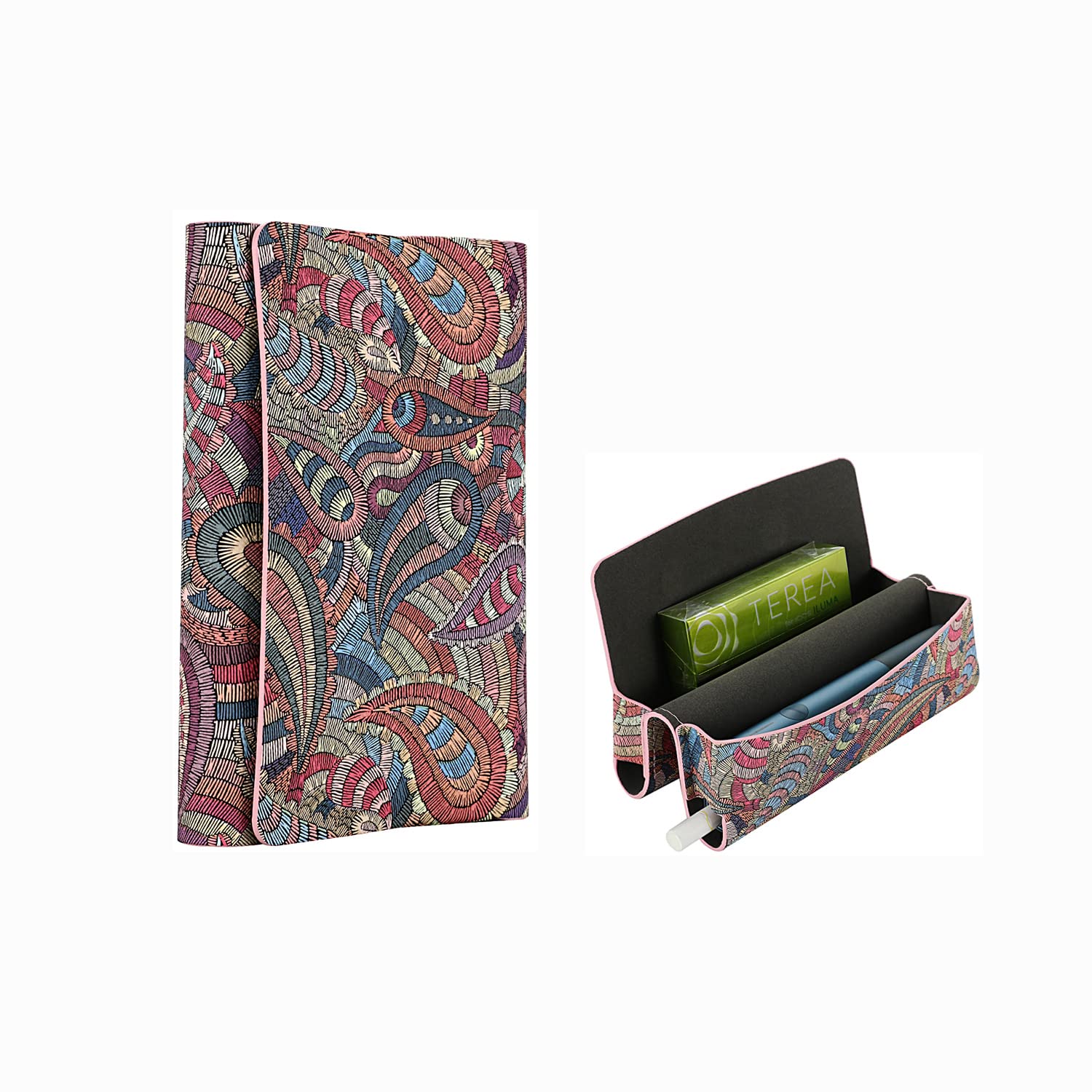 Schutzhülle Aus PU-Leder Für IQOS ILUMA ONE – Mit Tragegurt, Paisley Muster Lila
