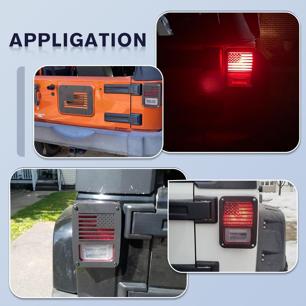 Tail Light Cover + Door Hinge Cover Compatible with Jeep JK Wrangler 2007-2018