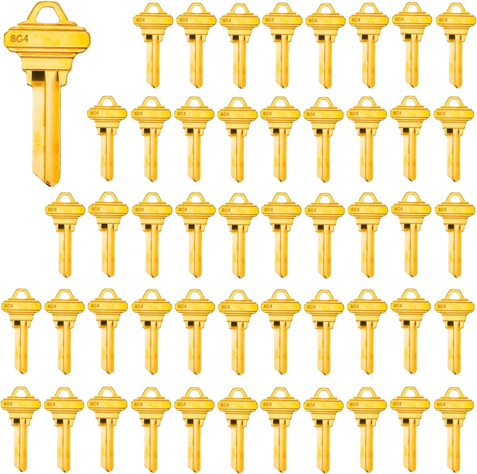 Brass Finish Uncut Key Blanks, SC4 (6SH1) Blank Keys, SC4 Key Blanks 6 Pin (50-Pack)