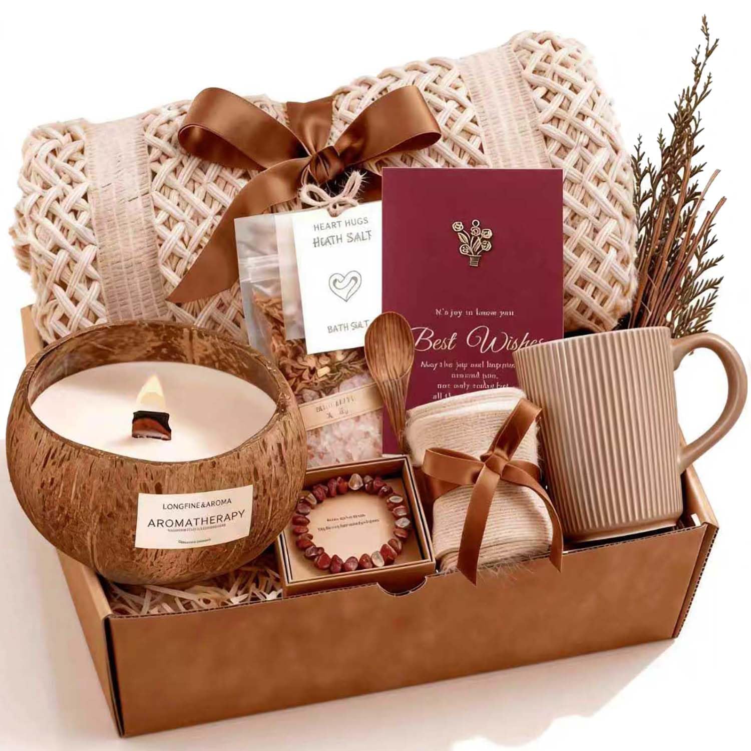 Get Well Soon Self Care Birthday Gift Baskets Set for Women, Thinking of You Inspirational Gifts for Mom Her Friend Sister Wife