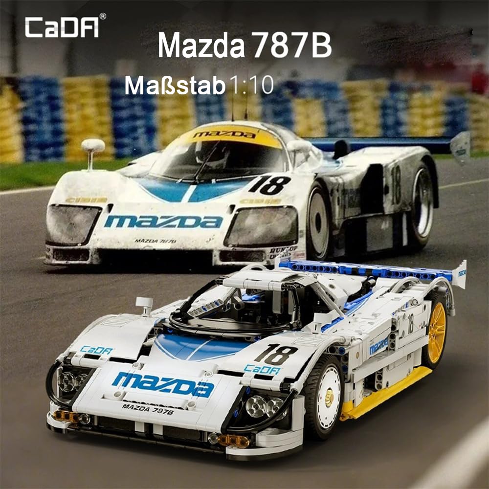 Technik Auto für CADA Mazda 787B Bausatz, 1797 KIemmbausteine MOC Technik Rennauto für Kinder, Erwachsene, Baumeister, C63007W (OHNE M0TOR)