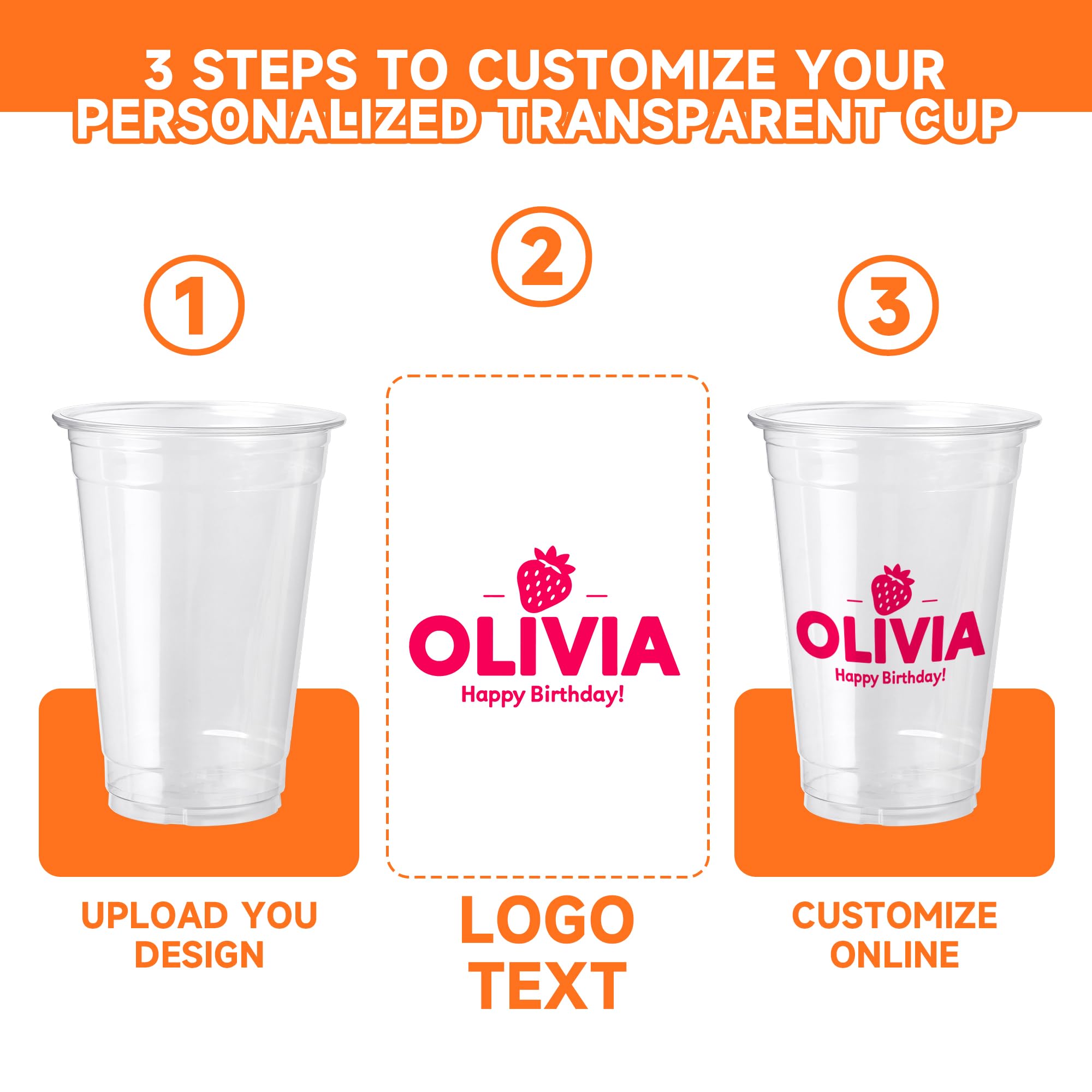 Amazon.com: Custom Plastic Cups with Logo  12oz/16oz Clear PET Disposable  Cups, 100 Pack, Personalized Drink Cups for Iced Coffee, Smoothies, Events,  Parties, Business Branding : Health & Household