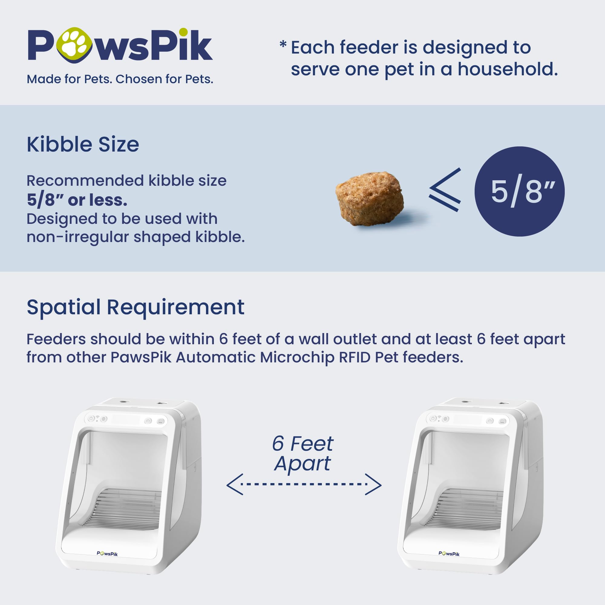PawsPik - Automatico RFID Microchip Cat Small Dog Feeder 16 Cup ISO Microchip App Controllo porzione Controllo adatto per