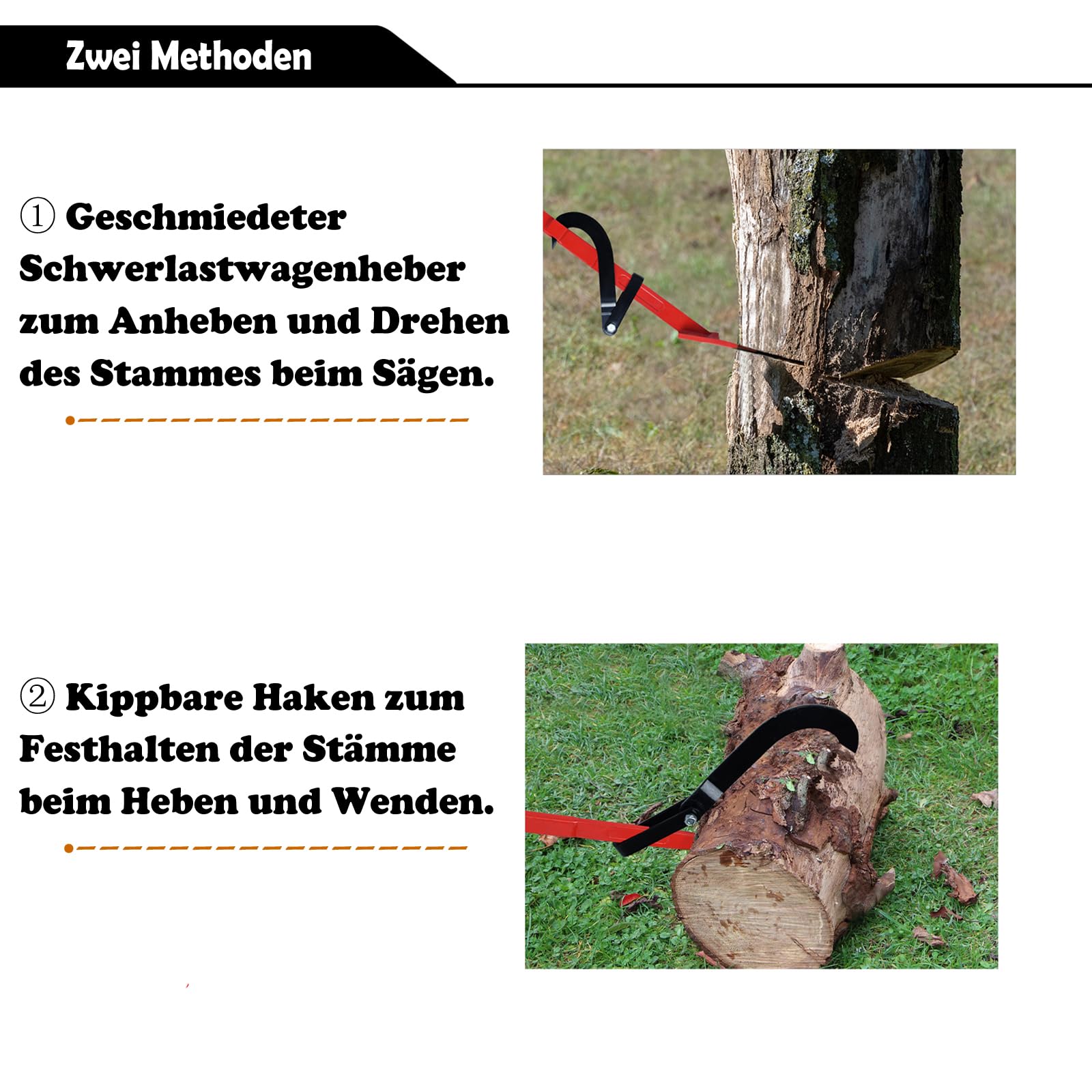 YRHome Fällheber zum Baumfällen 130cm Stammheber Geschmiedeter Kantheber mit Wendehaken Fällhilfe Wendehilfe Ergonomischer Rutschfester Handgriff Zur Holzbearbeitung Schwerlast-Fällheber