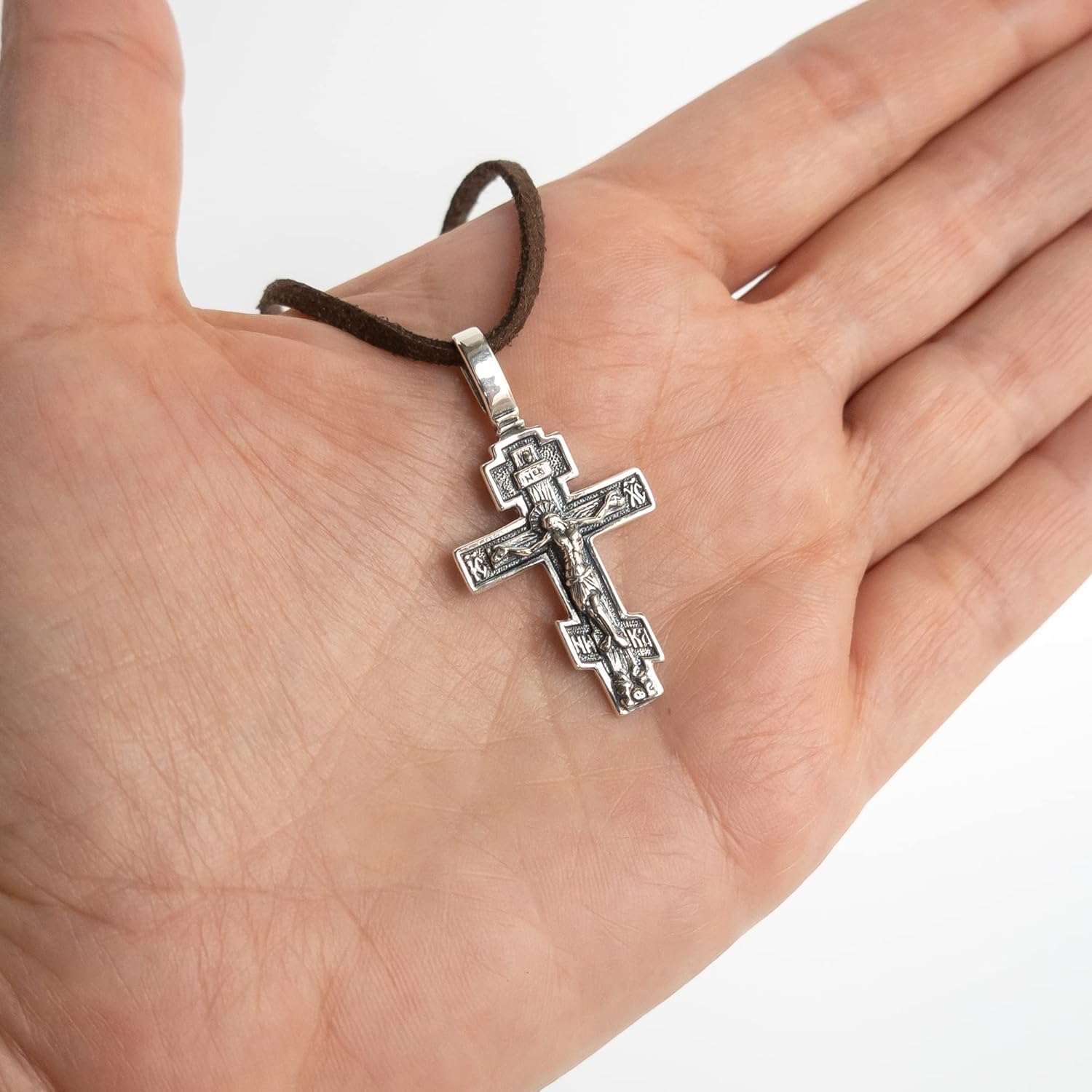 925 Sterling Silver Orthodox Cross Necklace for Men Women - Handmade Crucifix Jesus Christ Pendant with Christian Prayer - Unique Religious Jewelry Gift - Image 5