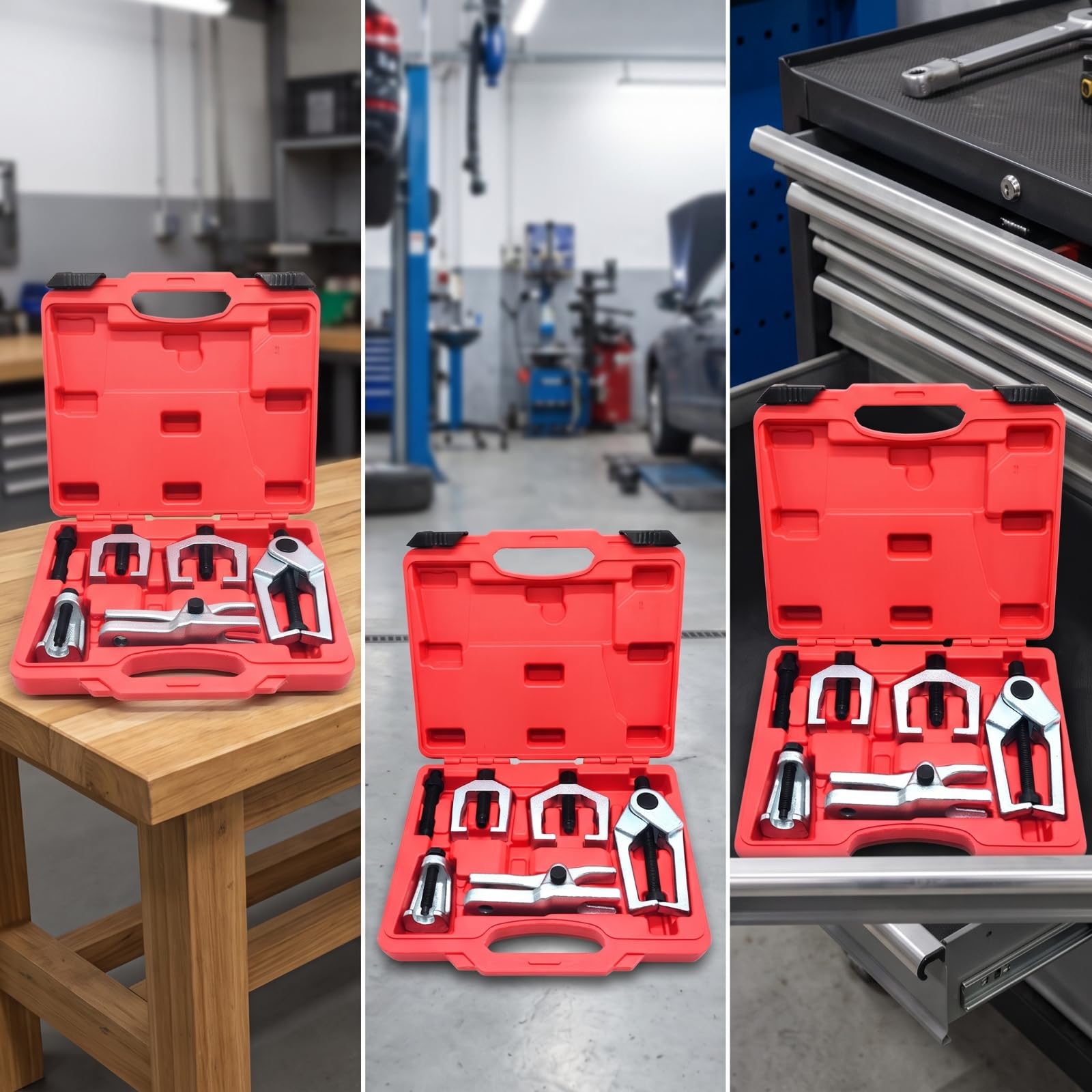 Extractor de Cojinetes Automotrices con Estuche Separador de Rótulas de Rodamientos Extractor de Uniones Acero al Carbono y Tornillos Precisos