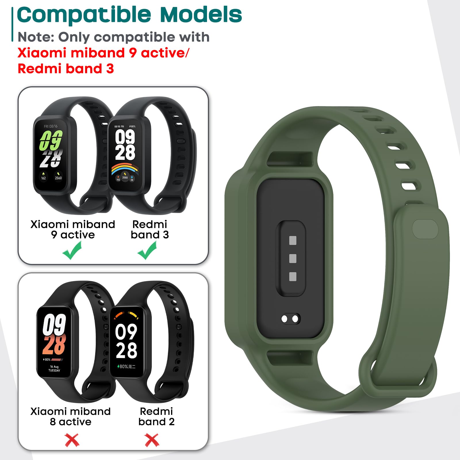 TingYR Cinturini Compatibile con Xiaomi Smart Band 9 Active, Leggero, Facile da Sostituire, Guarda Cinturino di Ricambio Compatibile con Xiaomi Smart Band 9 Active