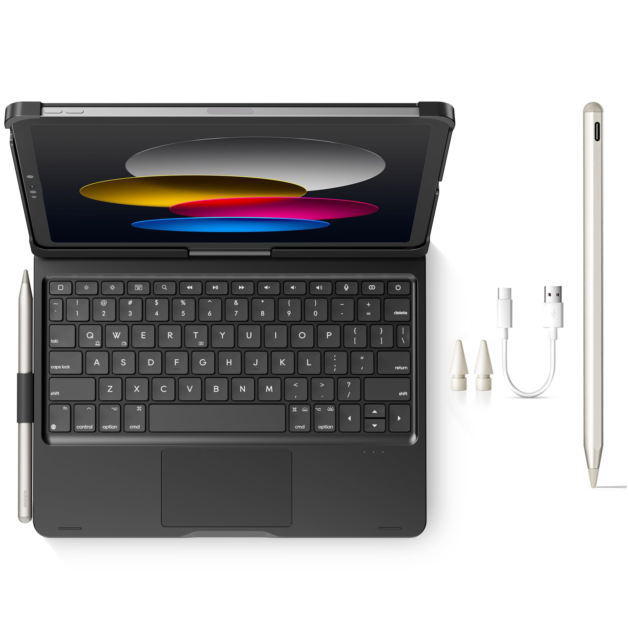 edaiser Stylus Pen + Swivel Keyboard Case for iPad 10th &11th (A16) Gen