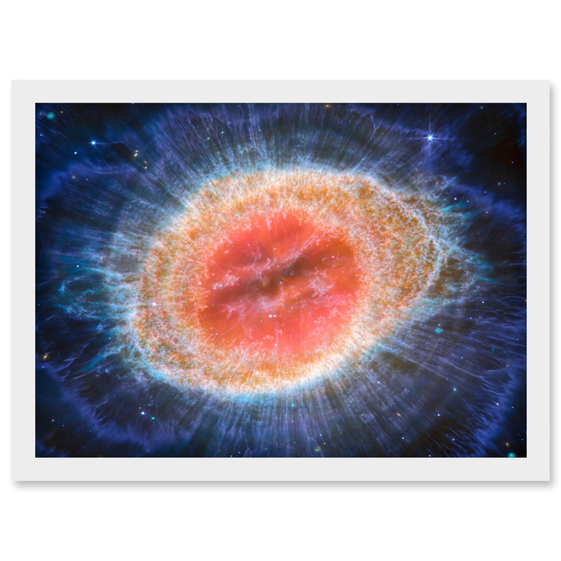 Artery8 NASA James Webb Telescope MIRI Image of the Ring Nebula Planetary Messier 57 Intricate Details of a Dying Star Formation Celestial Doughnut in Space Artwork Framed A3 Wall Art Print