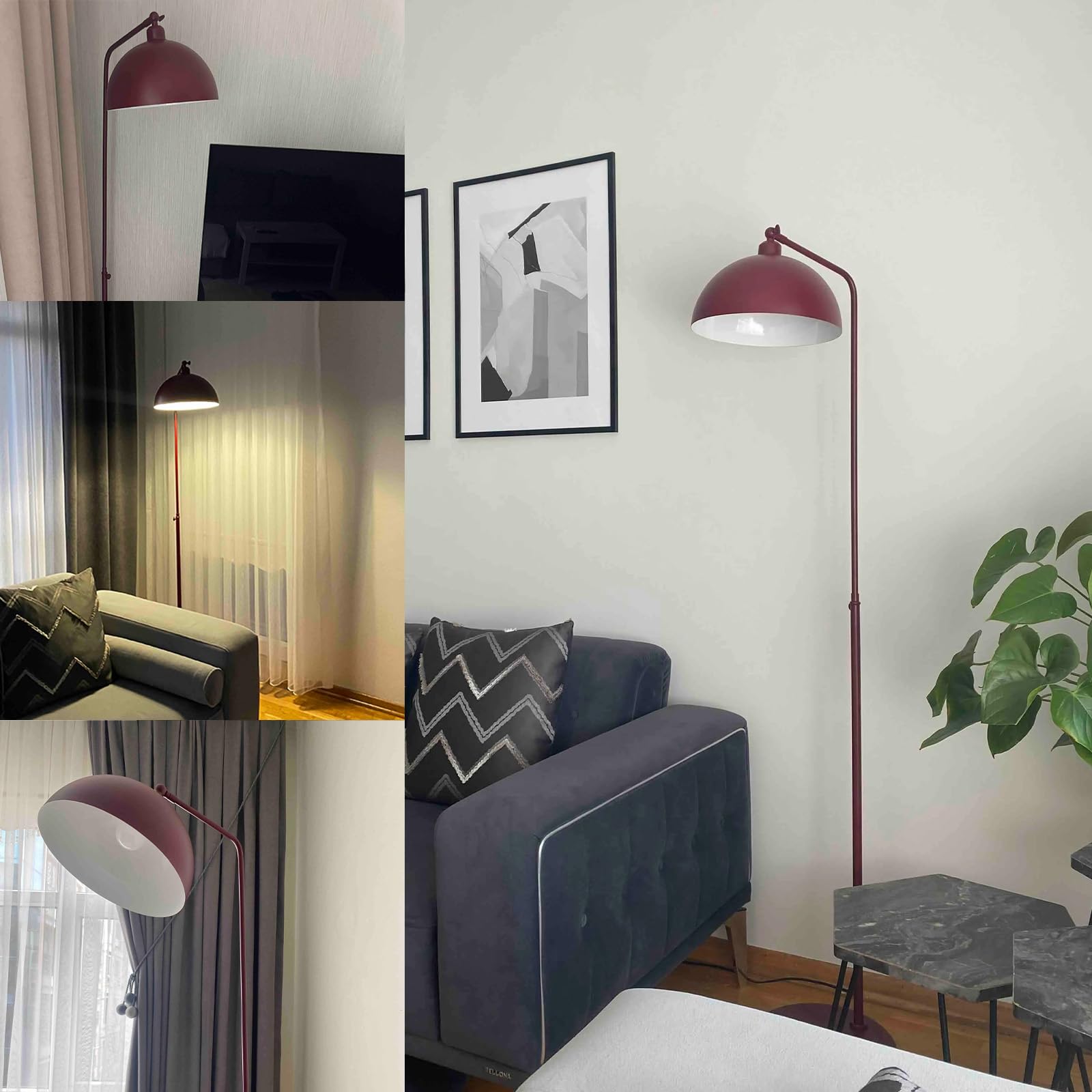 bamyum Gorkiede Lámpara de Pie de Metal Moderna para Dormitorio, Habitación Infantil con Casquillo E27, 30cm de Ancho, Pantalla Ajustable, Borgoña