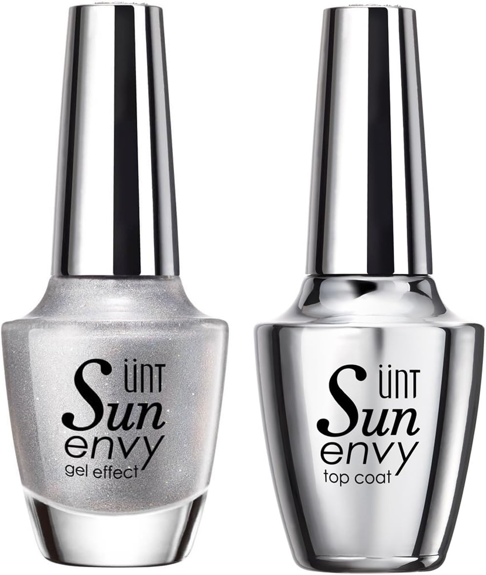 No Led UV Needed Gel Effect Nail Polish Lacquer + Gel Effect Top Coat Dry Fast, 15ml/0.5oz Each (Top Coat + NV390)