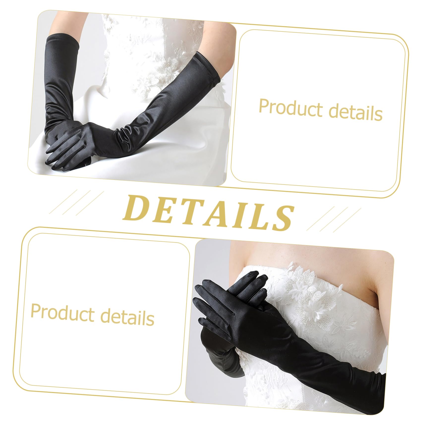 LIFKOME Guantes De Halloween Guantes Decorativos Fiesta Accesorios Guantes De Boda Guantes De Raso De Halloween Guantes De Raso Mujer Satín Black