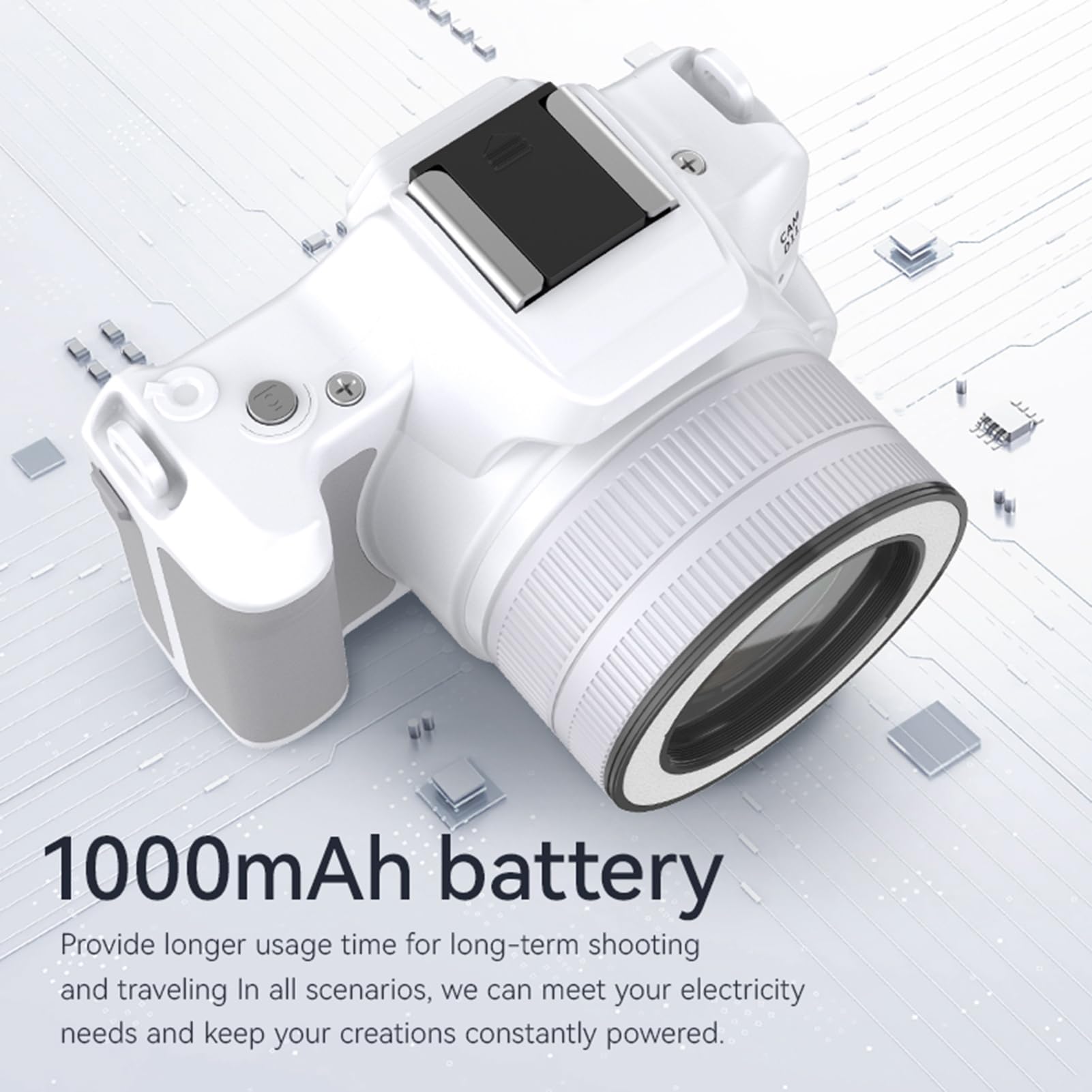 CCYLEZ Camera Digitale 2K, Fotocamera da Vlogging da 48 MP con Zoom 16x, Dual Lente a Schermo da 2,0 Pollici per gli Appassionati di Fotografie Principianti (D11 bianco)
