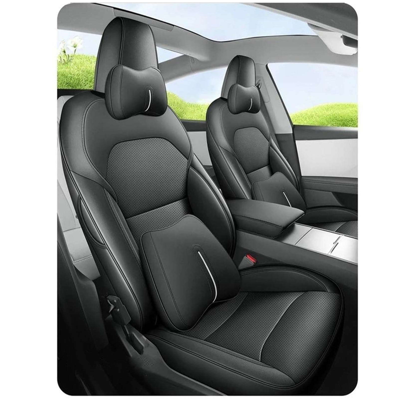 Housses de siège pour Tesla Model Y coussin confort cuir noir Juniper - 5