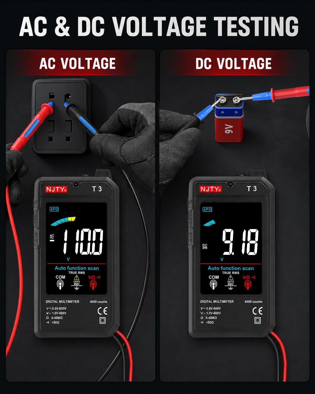 NJTY T3 Auto-Ranging Digital Multimeter, Type-C Rechargeable — Amazon image 5