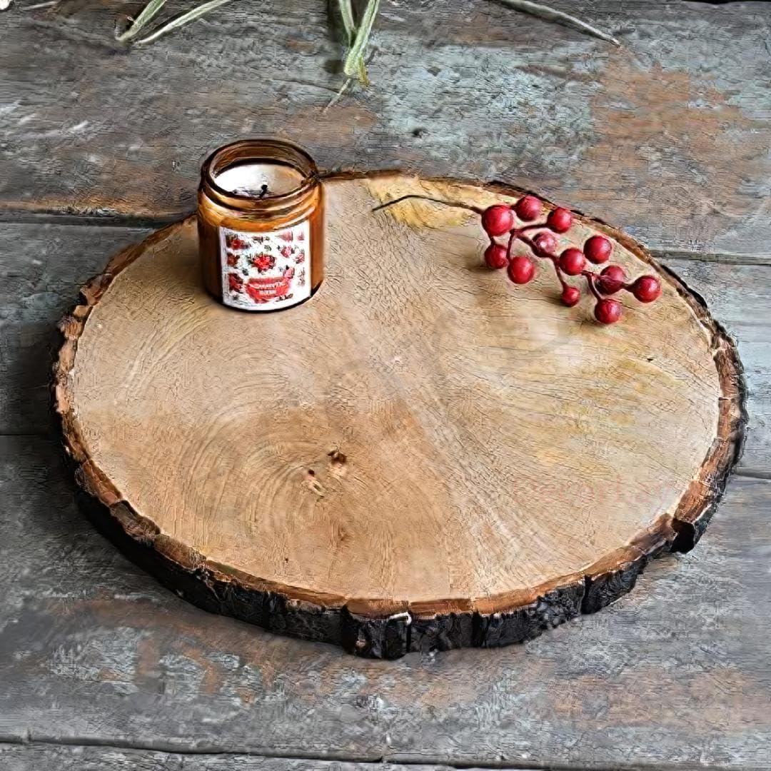 Decorlay Wooden Rounded Coffee Tea Tray Serving Tray/Platter for Bathroom, Kitchen Dining Room Table Serving Snacks, Breakfast with Bark Edges | Pack of 1 (B0CP9LHWKX) Amazon Price History, Amazon Price Tracker