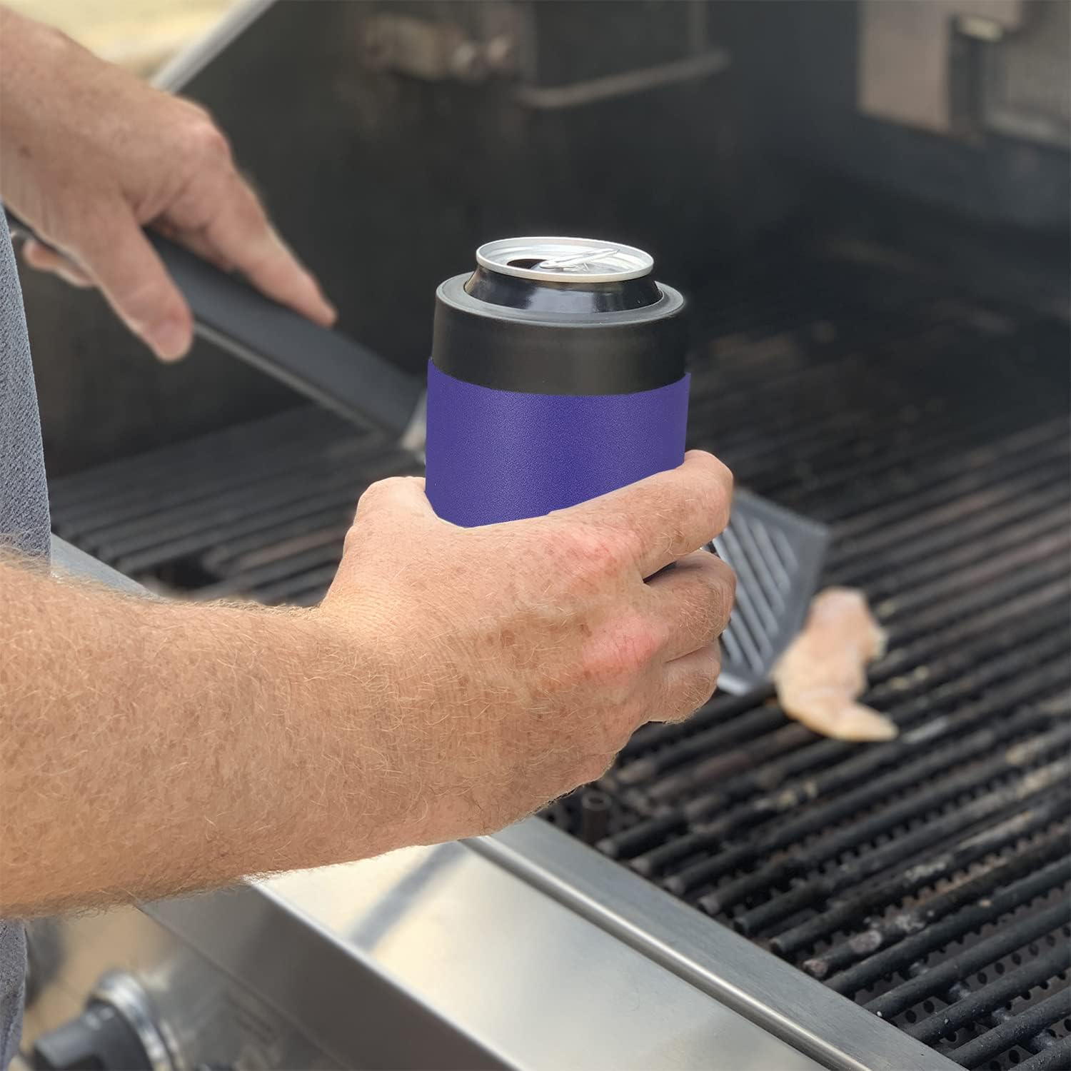 LaserGram Personalized 12 oz. Stainless Steel Can & Bottle Insulator, Bowling Ball and Pins – Keeps Drinks Cold Longer (Dark Purple)