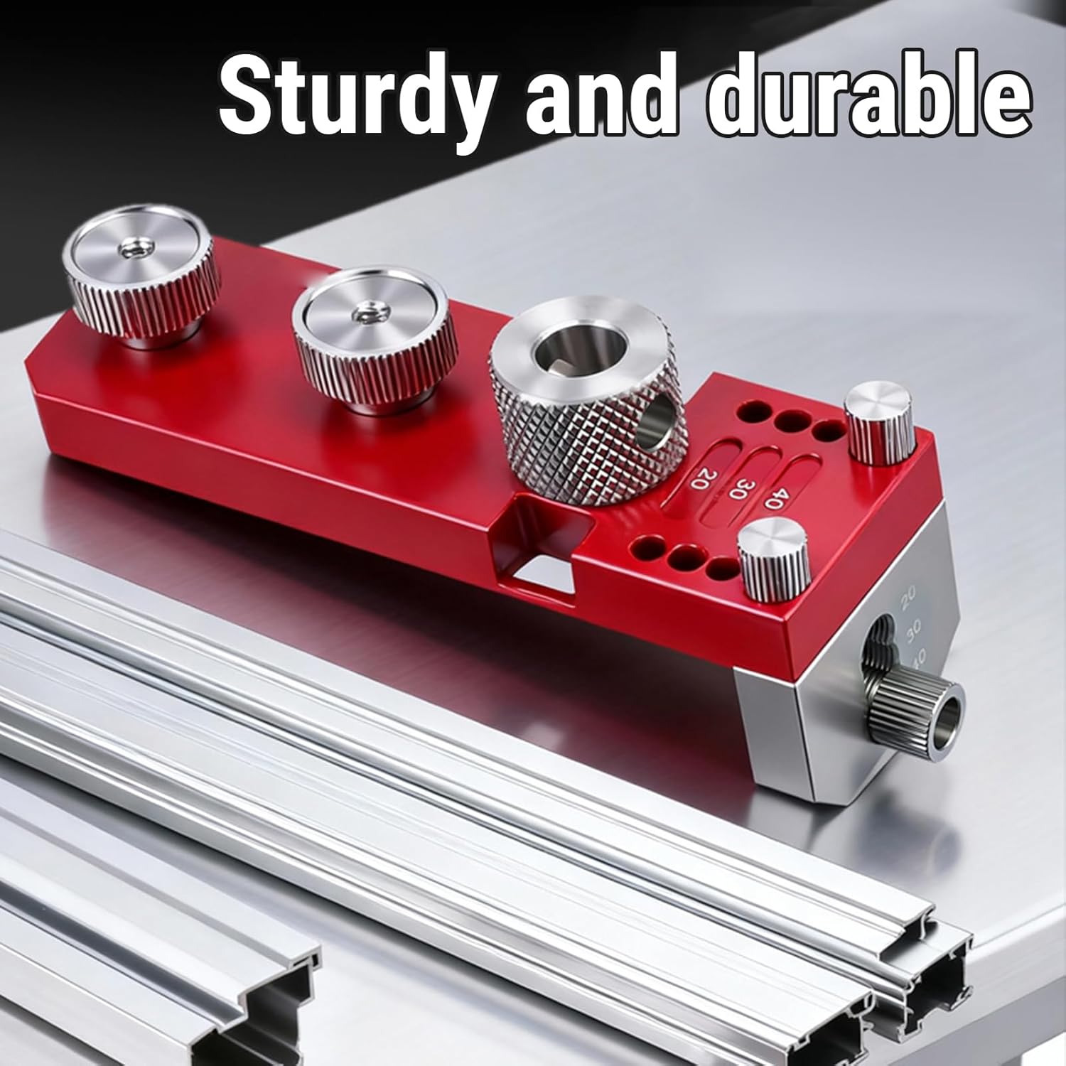 Fafeicy Aluminum Profile Drill Guide Punch Locator, Durable Anodized Aluminum Alloy Drilling Jig with M6 M8 Countersink Drill, for 20 30 40 Series Profiles Industrial Frameworks