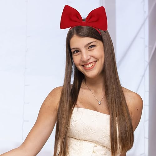 Miniatura 4 de WLLHYF Diademas de lazo rojo con lazo para el pelo, a la moda, lindo aro para el pelo, tocado con lazo grande, accesorios perfectos para el cabello,
