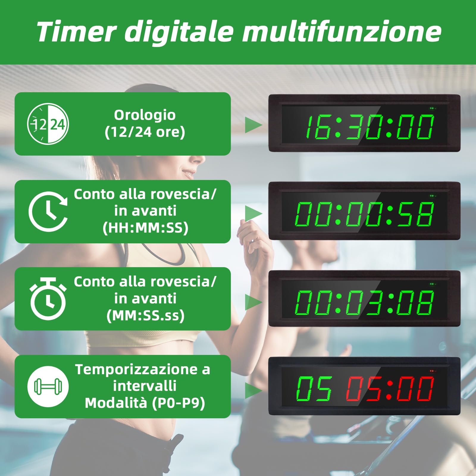 Timer da palestra, conto alla rovescia con pulsante Start/Stop, cronometro digitale con telecomando, orologio digitale a LED 12/24H, timer per allenamento sportivo a casa