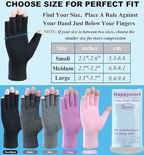 Miniatura 7 de 2 pares de guantes de compresión para artritis reumatoide y osteoartritis alivio del dolor en las articulaciones soporte de muñeca del túnel