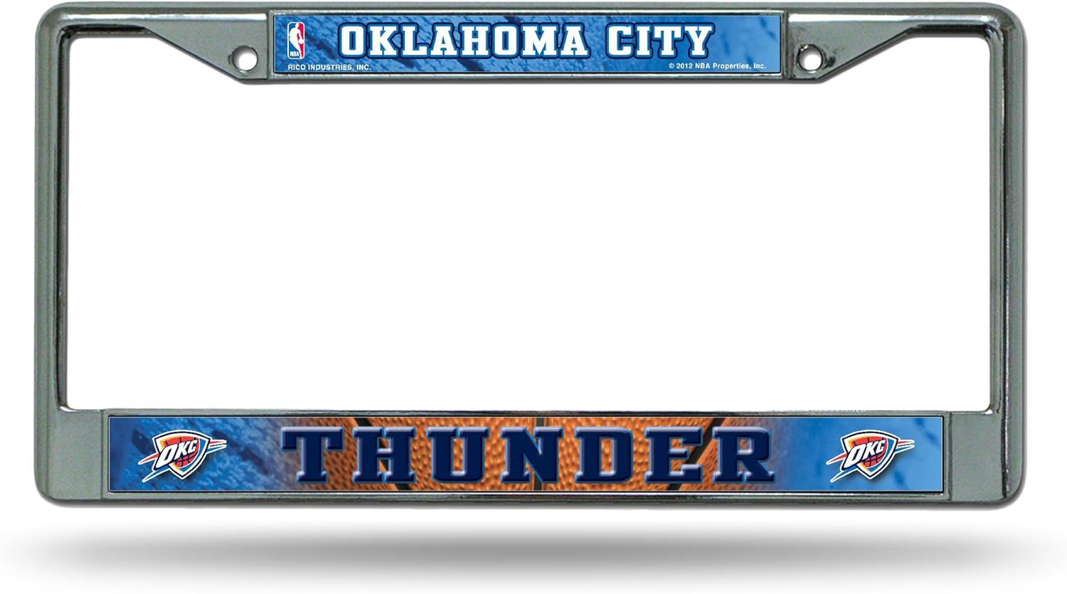 Rico Industries NBA Basketball Oklahoma City Thunder 12" x 6" Chrome Frame with Decal Inserts - Car/Truck/SUV Automobile Accessory