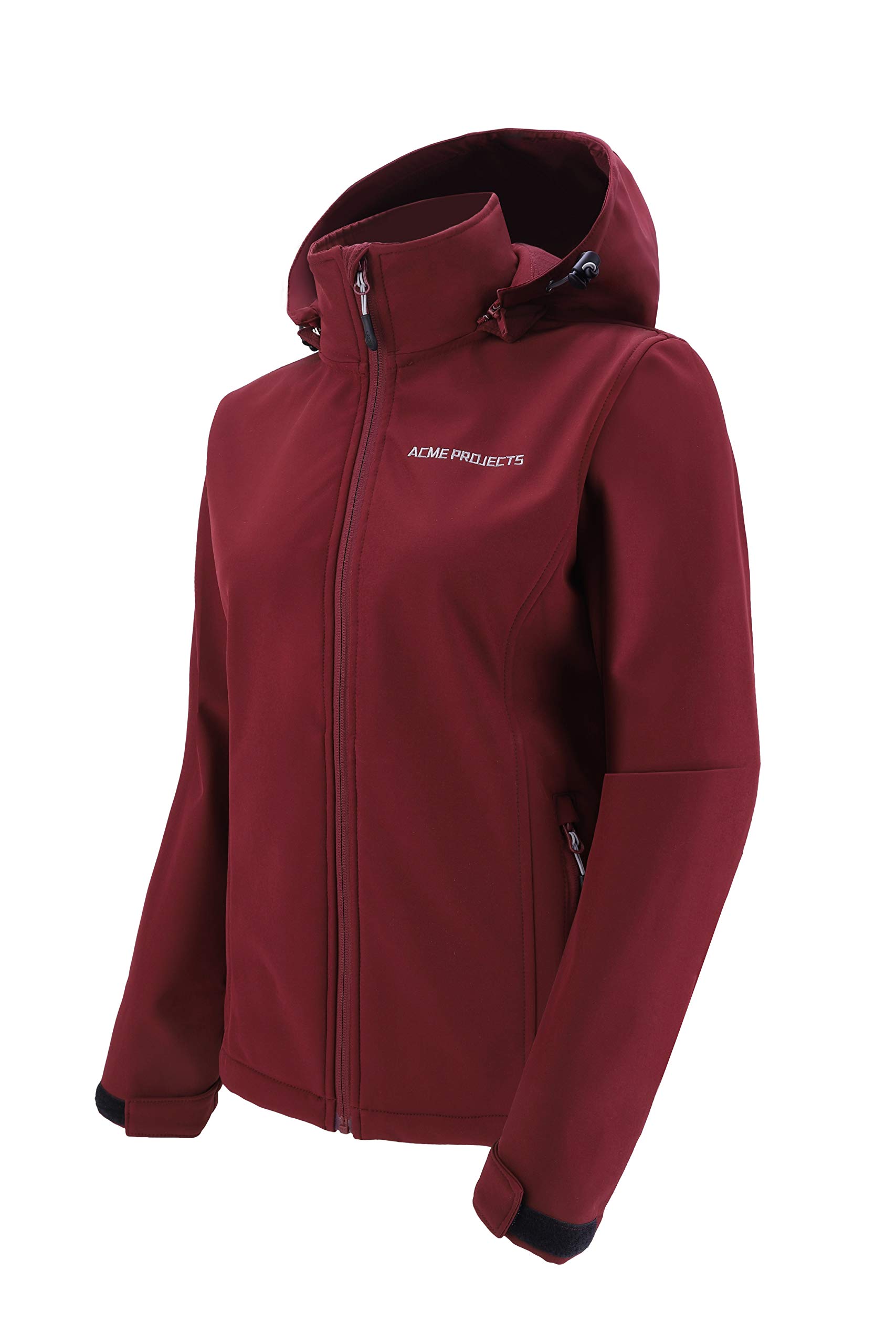Acme ProjectsWomen's Fleece Lined Softshell Jacket with Detachable Hood, Waterproof, Breathable, 8000mm/5000gm, YKK Zipper