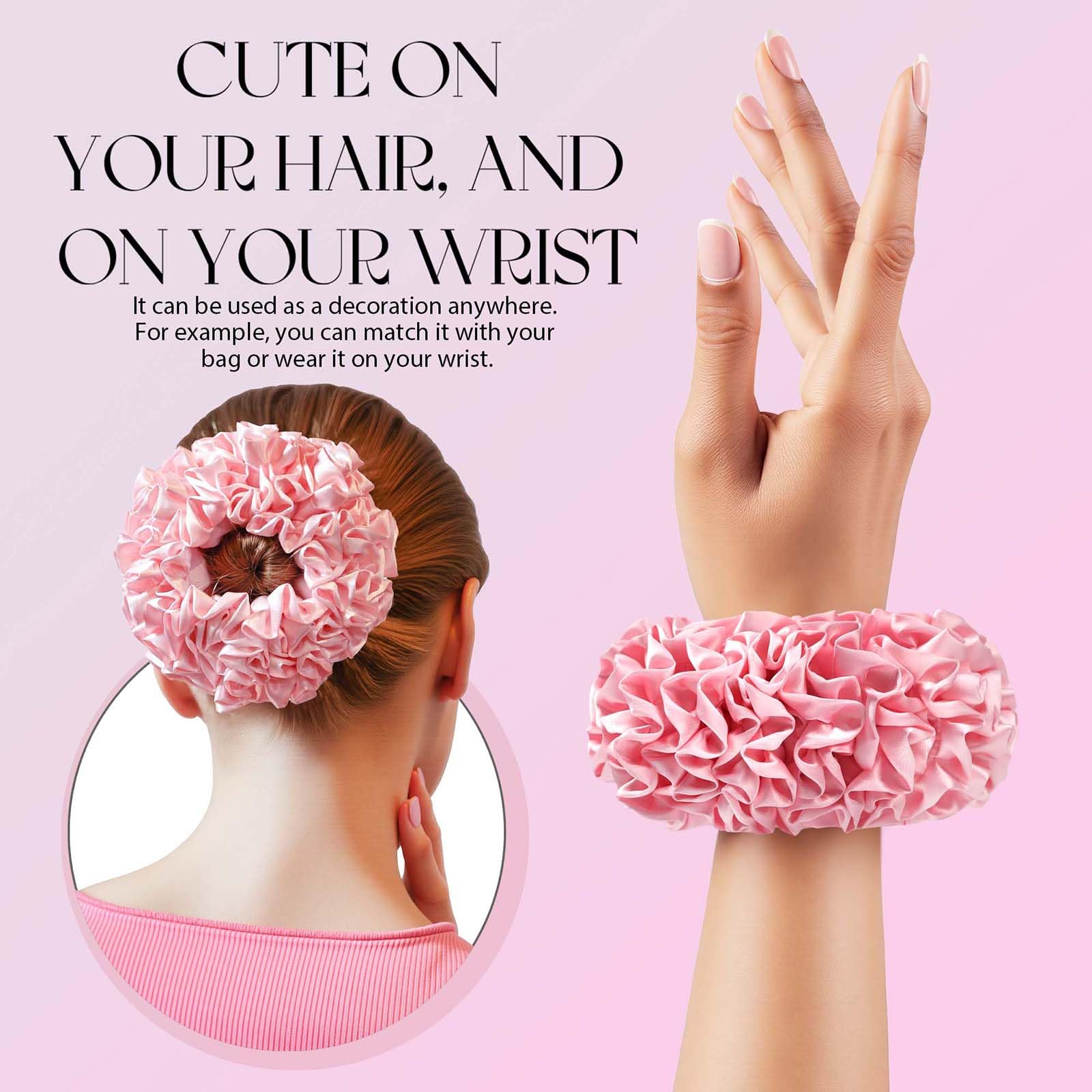 Scrunchies for women and girls, Satin hair ties big scrunchies, Suitable for multiple occasions,Women accessories,Birthday gifts for women, Palette Preen?pink,1pieces