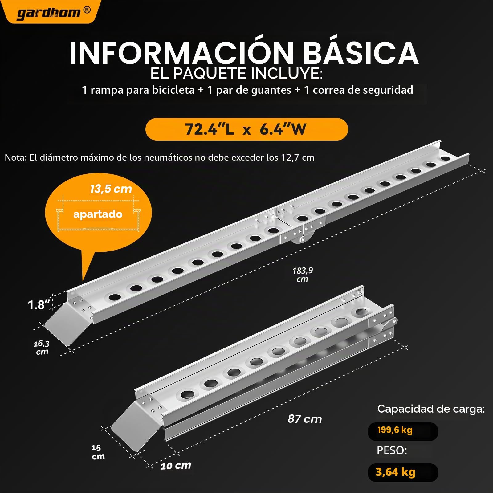 FACHNUO Rampa plegable para motocicleta Dirt Bike de aluminio, capacidad de carga 200 kg, rampa de carga para motocicleta para maleteros de automóviles, camionetas y camiones