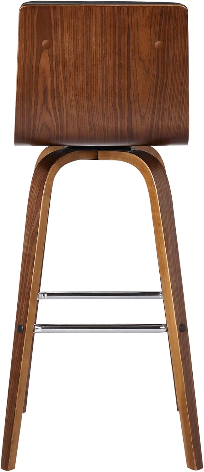 Armen Living Vienna Mid-Century Modern 30" Bar height Barstool Faux Leather Wood Finish, Grey/Walnut : Home & Kitchen