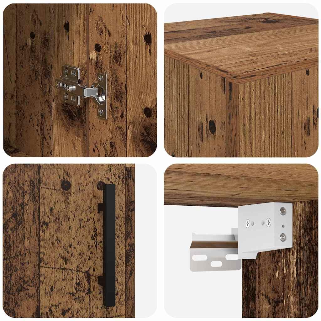 vidaXL Wandschrank Altholz 34,5 x 34 x 90 cm Holzwerkstoff, Wandregal fürs Wohnzimmer, modernes Design, viel Stauraum, platzsparendes Möbelstück, praktische Aufbewahrung