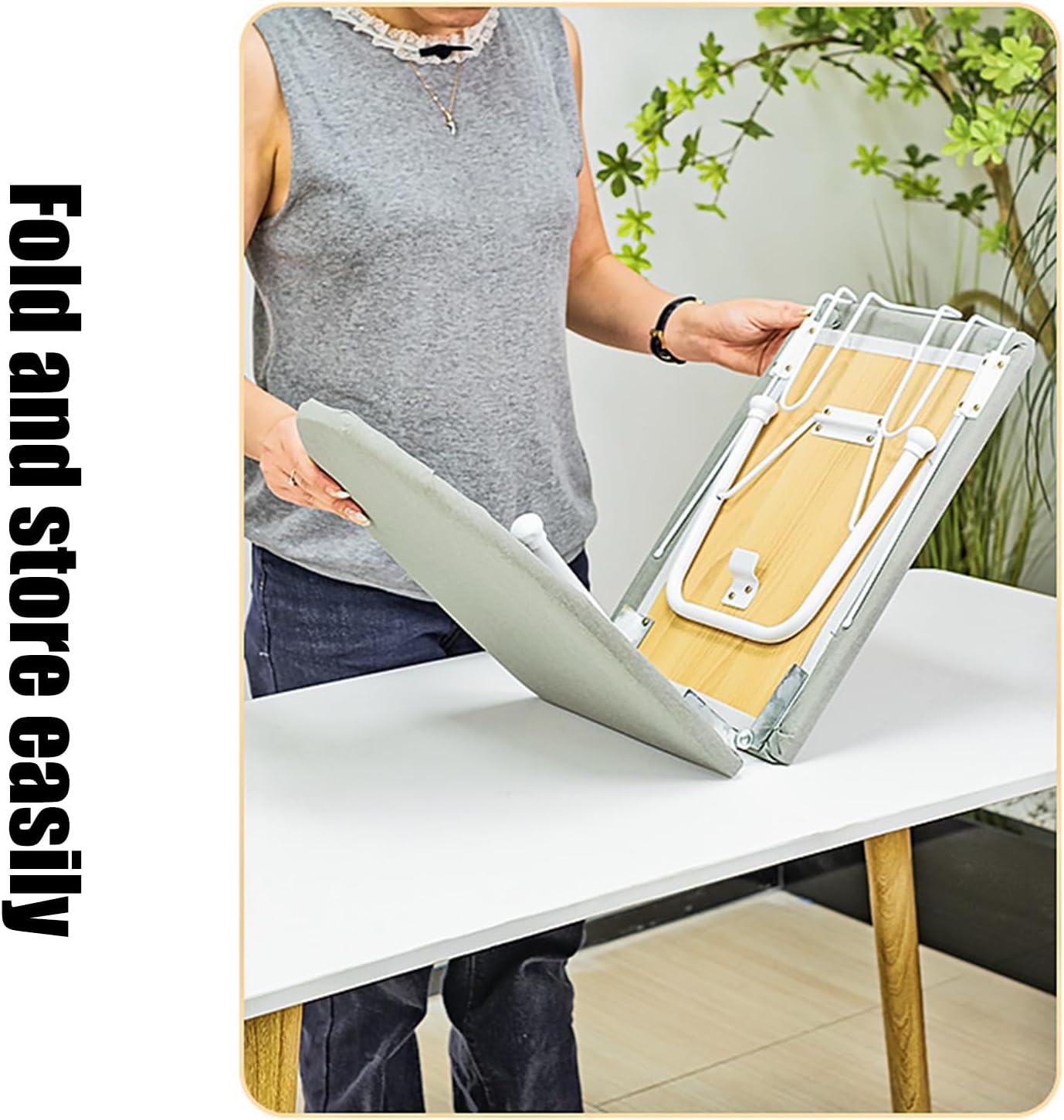 Sturdy Wooden Folding Ironing Board Compact Designs Nonslip Rubber Feet Easy Surfaces for Garment Maintenance Space Saving Folding Ironing Board