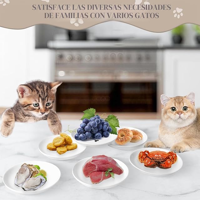 Foto 4 de 7 de Juego de 6 comederos para Gatos, cerámica Blanco (Mezcla y combinación)