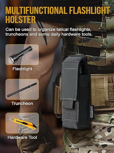 Miniatura 9 de OneTigris Funda para linterna Soporte de linterna Molle Funda de linterna táctica para cinturón 1000D Cordura Nylon