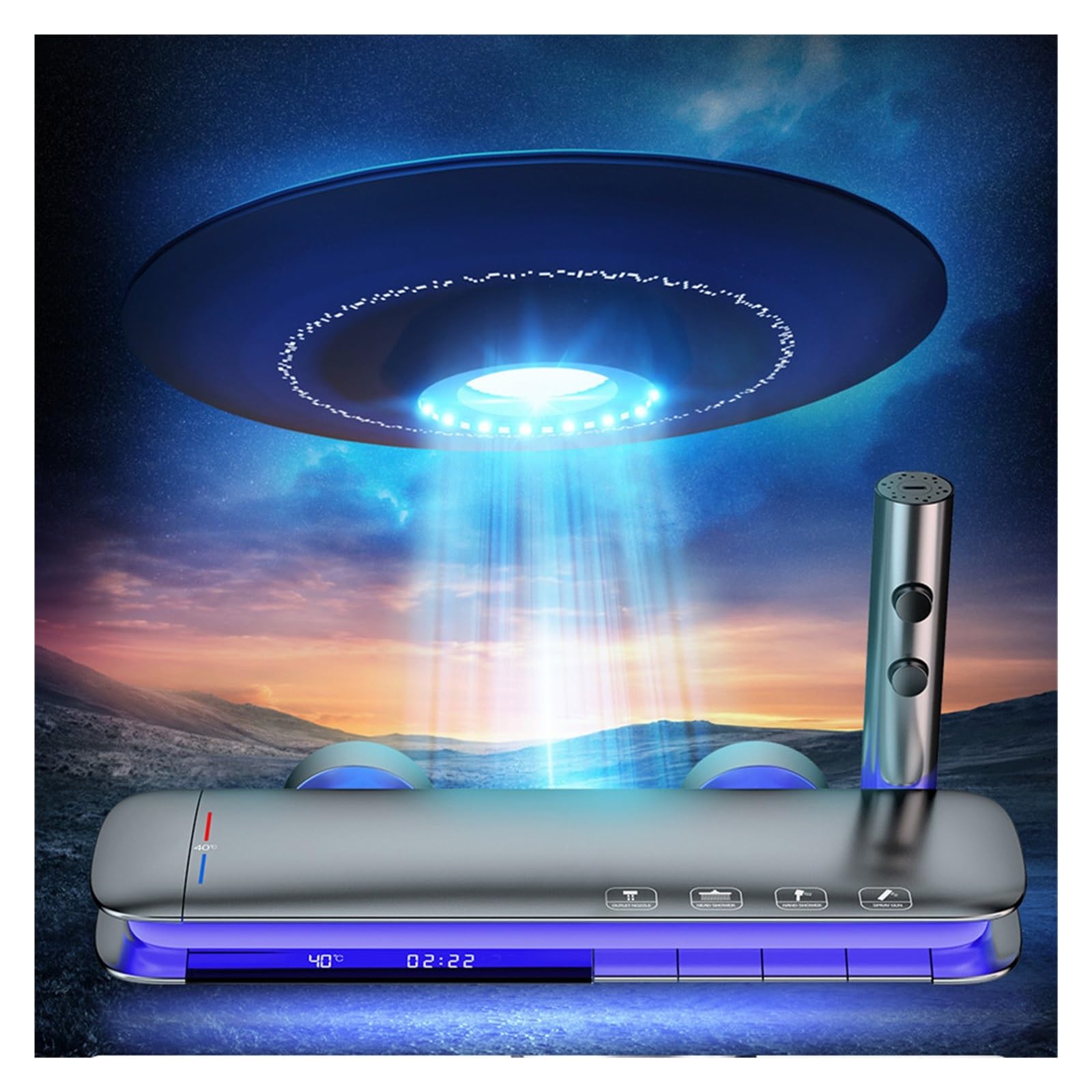 Rubinetto del Doccia for Bagno Digitale a LED ， Rubinetti for Bagno a Cascata a Parete ， Set Doccia Digitale for soffione a Pioggia(0522B-hot Cold-White)